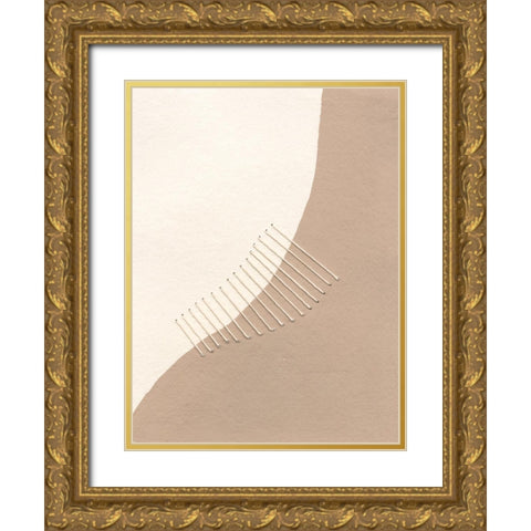 Neutral Stitches I Gold Ornate Wood Framed Art Print with Double Matting by Moore, Regina