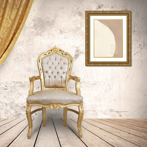 Neutral Stitches IV Gold Ornate Wood Framed Art Print with Double Matting by Moore, Regina
