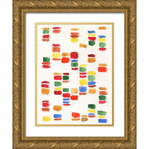 Colorful Code I Gold Ornate Wood Framed Art Print with Double Matting by Moore, Regina
