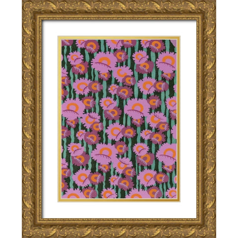 Custom Cropped Art Deco Florals VII Gold Ornate Wood Framed Art Print with Double Matting by Baxter Mill Archive