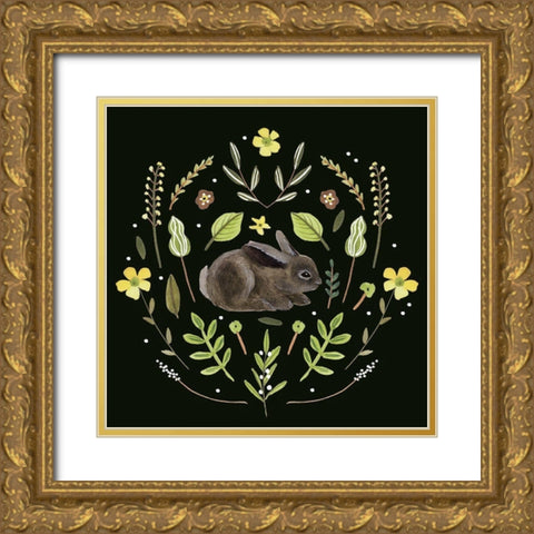 Bunny Field I Gold Ornate Wood Framed Art Print with Double Matting by Wang, Melissa