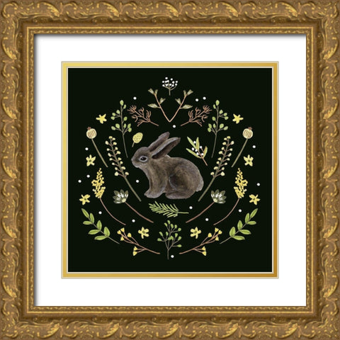 Bunny Field III Gold Ornate Wood Framed Art Print with Double Matting by Wang, Melissa