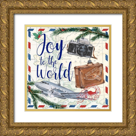 Christmas Par Avion II Gold Ornate Wood Framed Art Print with Double Matting by Harper, Ethan