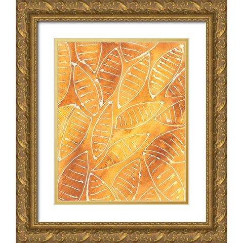 Stylized Leaf Shapes I Gold Ornate Wood Framed Art Print with Double Matting by Moore, Regina