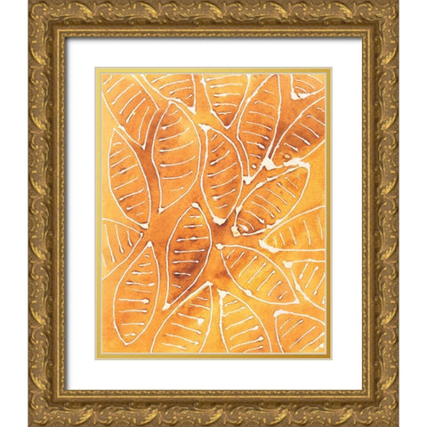 Stylized Leaf Shapes II Gold Ornate Wood Framed Art Print with Double Matting by Moore, Regina