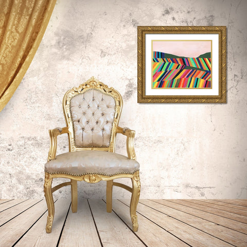 Rainbow Fields I Gold Ornate Wood Framed Art Print with Double Matting by Moore, Regina
