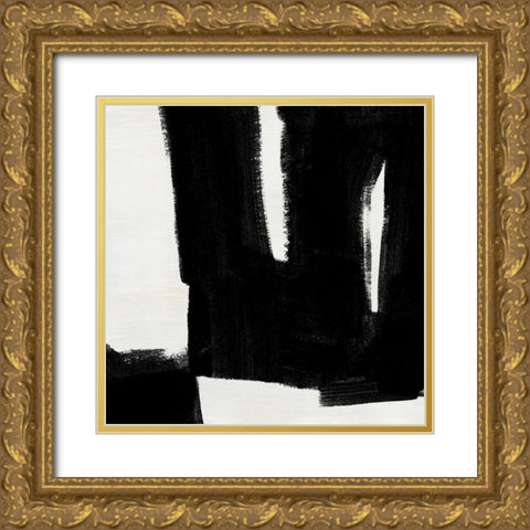 Block Brushwork VII Gold Ornate Wood Framed Art Print with Double Matting by Vess, June Erica