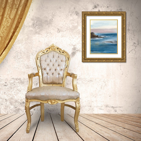 Merging the Ocean I Gold Ornate Wood Framed Art Print with Double Matting by Bramma, Lila