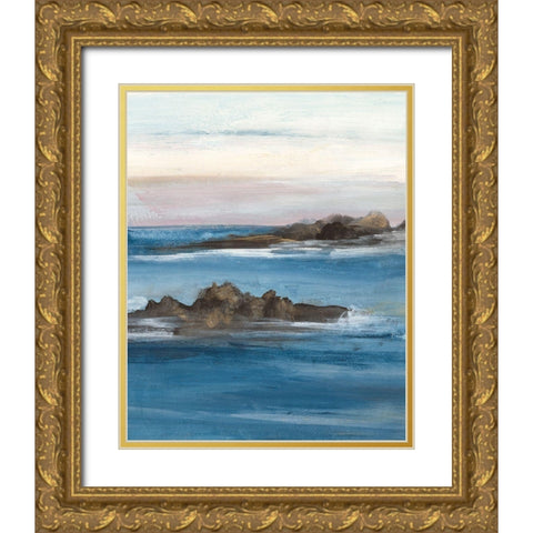 Merging the Ocean II Gold Ornate Wood Framed Art Print with Double Matting by Bramma, Lila