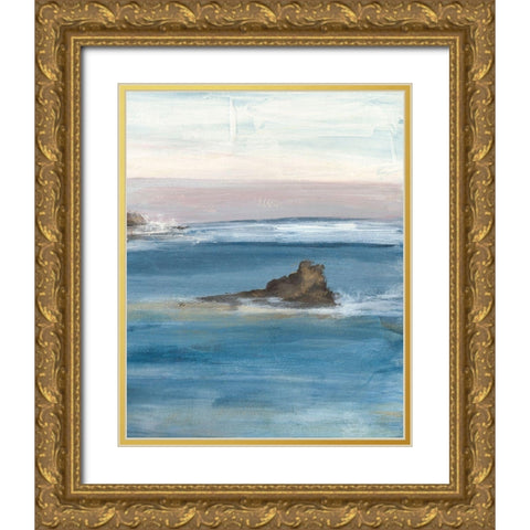 Merging the Ocean III Gold Ornate Wood Framed Art Print with Double Matting by Bramma, Lila