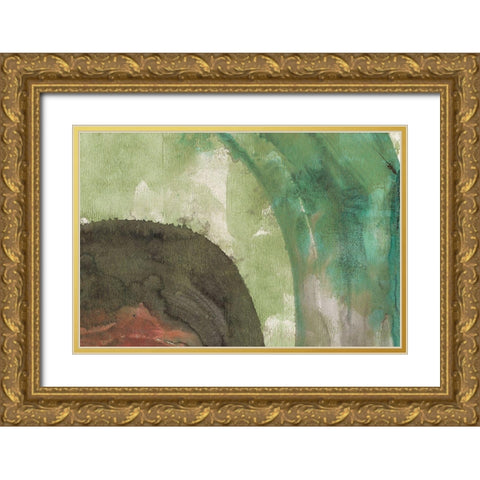 Serene Green I Gold Ornate Wood Framed Art Print with Double Matting by Bramma, Lila