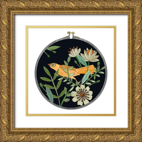 Singing Birds II Gold Ornate Wood Framed Art Print with Double Matting by Wang, Melissa