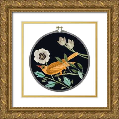 Singing Birds IV Gold Ornate Wood Framed Art Print with Double Matting by Wang, Melissa