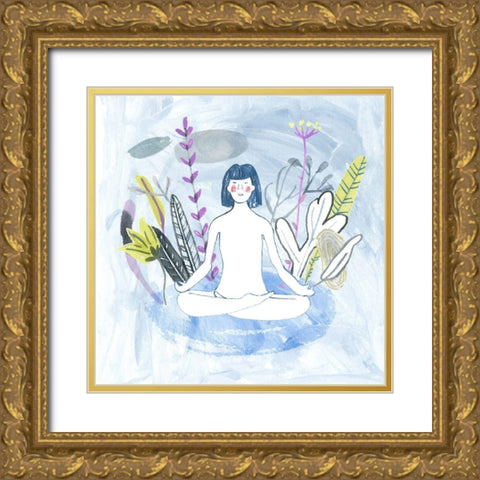 Meditation Garden Yoga III Gold Ornate Wood Framed Art Print with Double Matting by Wang, Melissa