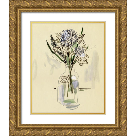 Hydrangea in the Bottle II Gold Ornate Wood Framed Art Print with Double Matting by Wang, Melissa