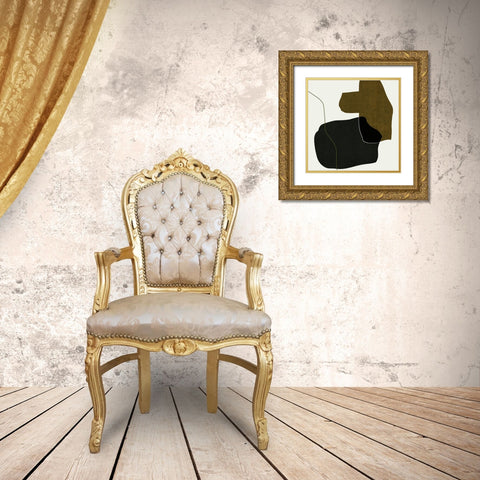 Shape Silhouettes I Gold Ornate Wood Framed Art Print with Double Matting by Wang, Melissa