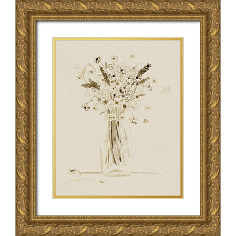 Foraged Bouquet I Gold Ornate Wood Framed Art Print with Double Matting by Popp, Grace
