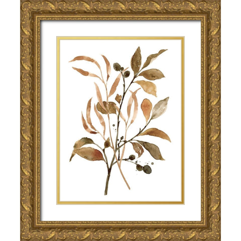 Preserved Autumn Leaves I Gold Ornate Wood Framed Art Print with Double Matting by Barnes, Victoria