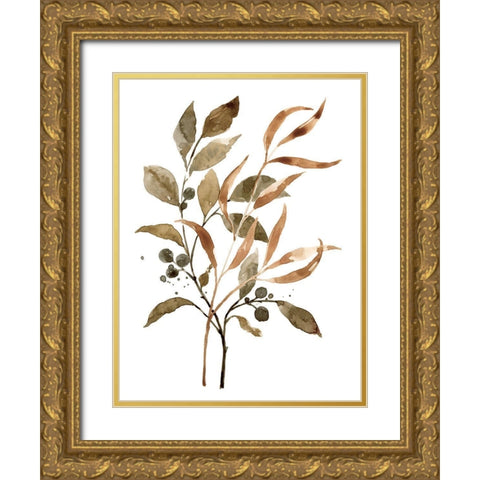 Preserved Autumn Leaves II Gold Ornate Wood Framed Art Print with Double Matting by Barnes, Victoria