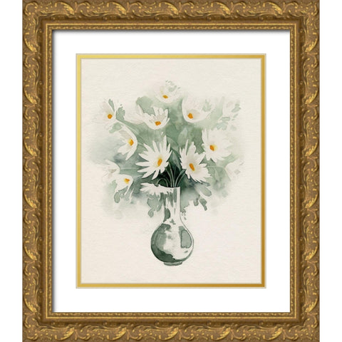 Daisy Bouquet Sketch II Gold Ornate Wood Framed Art Print with Double Matting by Popp, Grace