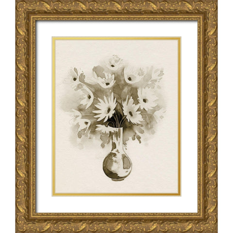 Daisy Bouquet Sketch IV Gold Ornate Wood Framed Art Print with Double Matting by Popp, Grace