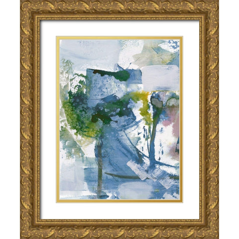 Blue Diamonds I Gold Ornate Wood Framed Art Print with Double Matting by Combs, Joyce