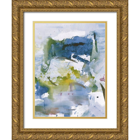Blue Diamonds II Gold Ornate Wood Framed Art Print with Double Matting by Combs, Joyce