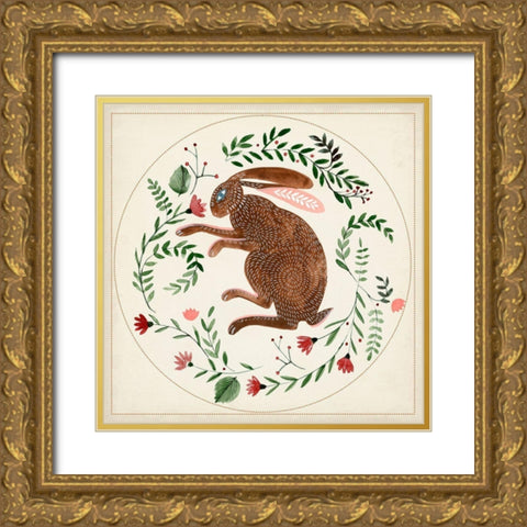 Bunny Folklore I Gold Ornate Wood Framed Art Print with Double Matting by Parker, Jennifer Paxton