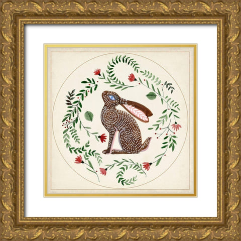 Bunny Folklore III Gold Ornate Wood Framed Art Print with Double Matting by Parker, Jennifer Paxton