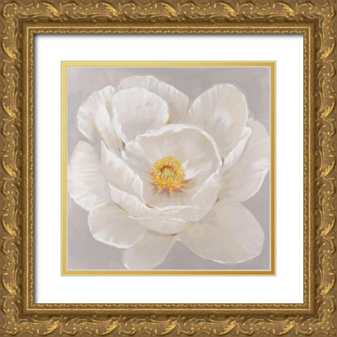 White Peony II Gold Ornate Wood Framed Art Print with Double Matting by OToole, Tim