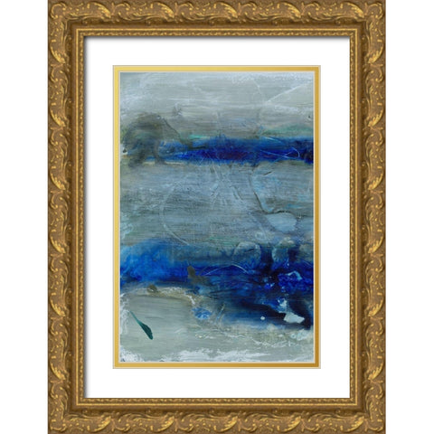 Blue Morning Tide I Gold Ornate Wood Framed Art Print with Double Matting by Combs, Joyce