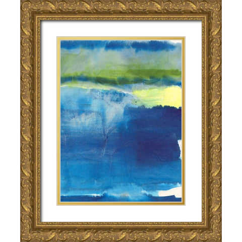 Deep Blue Thoughts I Gold Ornate Wood Framed Art Print with Double Matting by Combs, Joyce