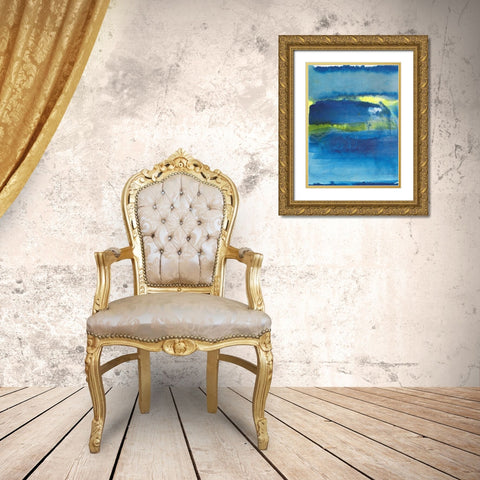 Deep Blue Thoughts II Gold Ornate Wood Framed Art Print with Double Matting by Combs, Joyce