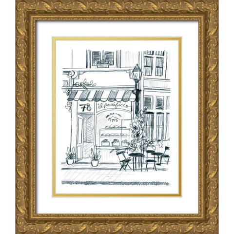 Italian Street Sketch I Gold Ornate Wood Framed Art Print with Double Matting by Vess, June Erica