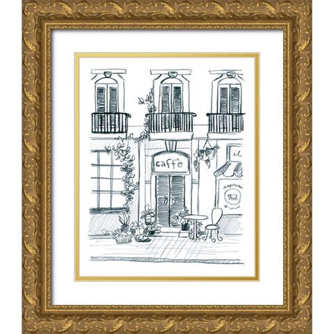 Italian Street Sketch III Gold Ornate Wood Framed Art Print with Double Matting by Vess, June Erica