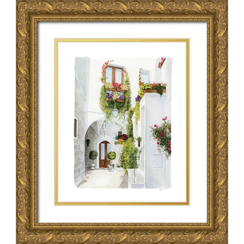 Bougainvilla Alley I Gold Ornate Wood Framed Art Print with Double Matting by Popp, Grace