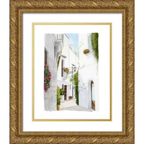 Bougainvilla Alley II Gold Ornate Wood Framed Art Print with Double Matting by Popp, Grace