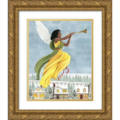 Christmas Angel I Gold Ornate Wood Framed Art Print with Double Matting by Popp, Grace