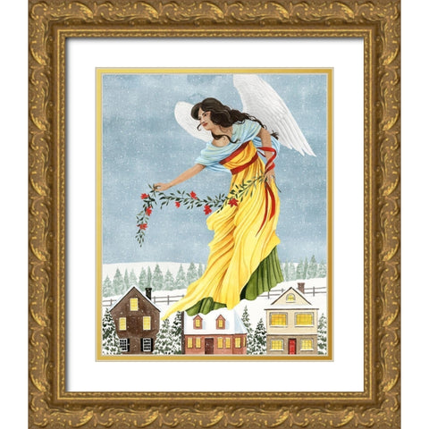 Christmas Angel II Gold Ornate Wood Framed Art Print with Double Matting by Popp, Grace