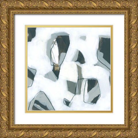 Marble Flecks III Gold Ornate Wood Framed Art Print with Double Matting by Vess, June Erica
