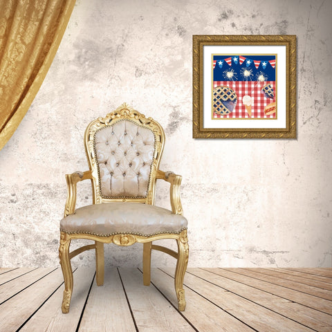 Sizzlin Fourth of July II Gold Ornate Wood Framed Art Print with Double Matting by Longley, Alicia