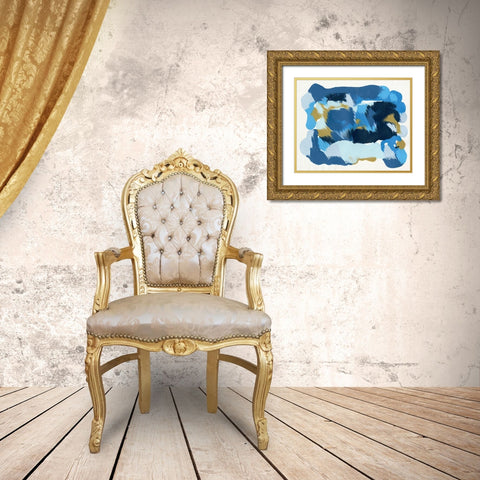 Blue Overture I Gold Ornate Wood Framed Art Print with Double Matting by Caroline, Emma
