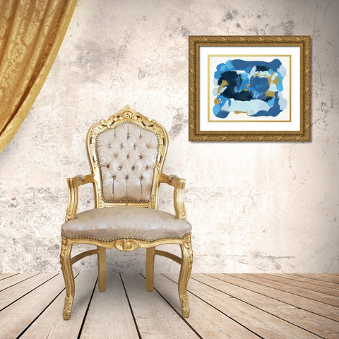 Blue Overture II Gold Ornate Wood Framed Art Print with Double Matting by Caroline, Emma