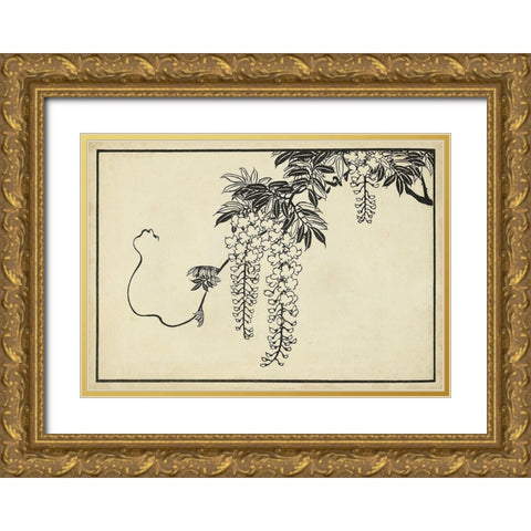 Japanese Wisteria I A Gold Ornate Wood Framed Art Print with Double Matting by Unknown