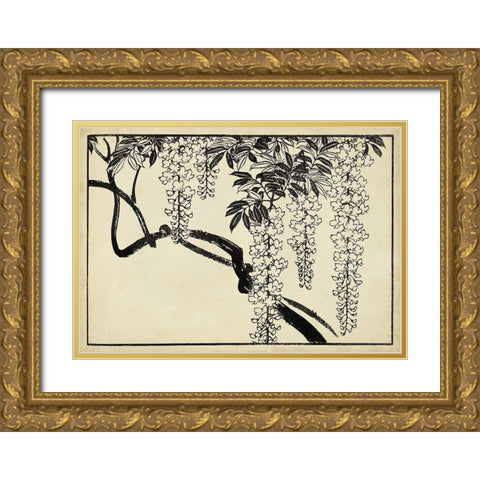 Japanese Wisteria I B Gold Ornate Wood Framed Art Print with Double Matting by Unknown