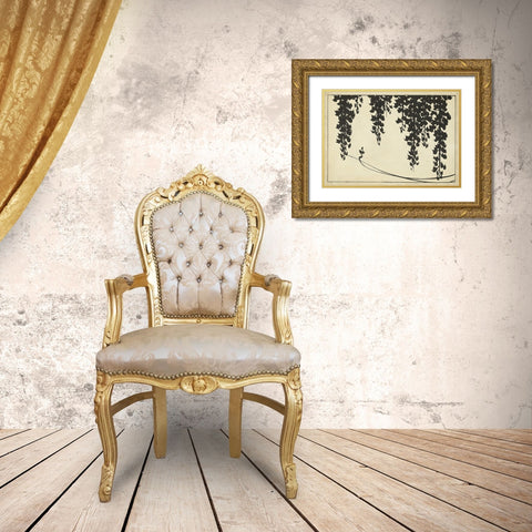 Japanese Wisteria II A Gold Ornate Wood Framed Art Print with Double Matting by Unknown