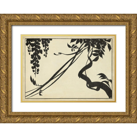 Japanese Wisteria II B Gold Ornate Wood Framed Art Print with Double Matting by Unknown