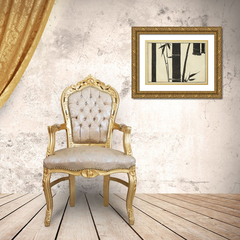 Japanese Bamboo A Gold Ornate Wood Framed Art Print with Double Matting by Unknown