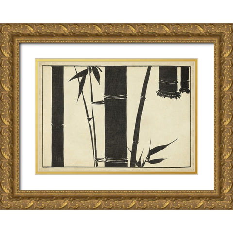 Japanese Bamboo A Gold Ornate Wood Framed Art Print with Double Matting by Unknown