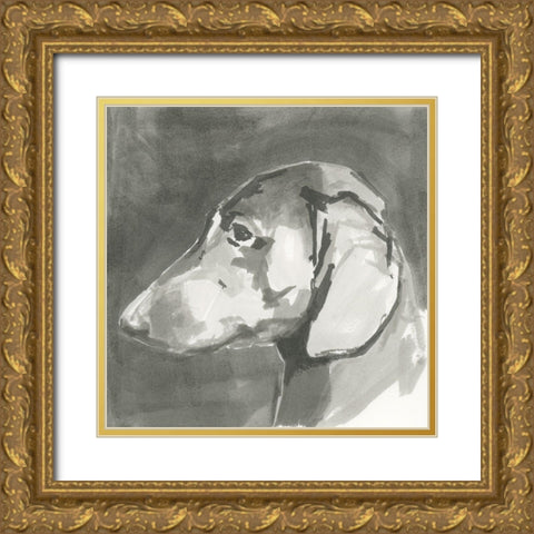 A Very Neutral Modern Dog II Gold Ornate Wood Framed Art Print with Double Matting by Cartissi